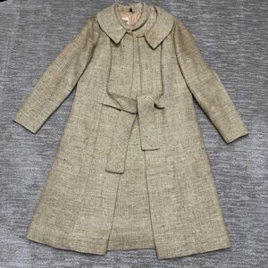 VTG Carlette Dress Jacket Set Womens M Brown Tweed 2 Piece Set 1960s